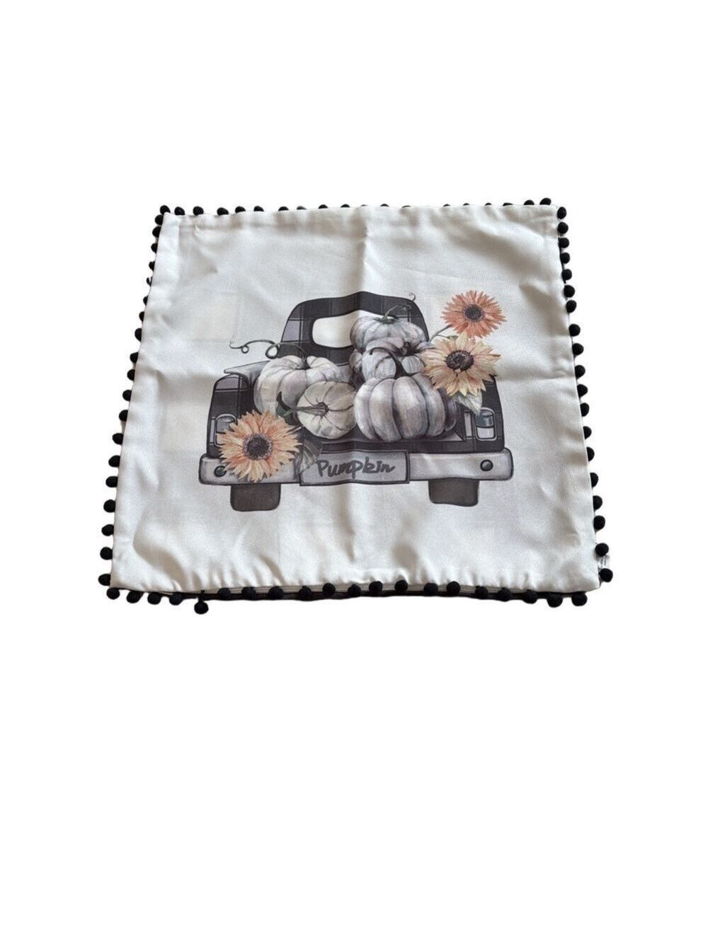 Autumn fall themed throw pillow cover. Hobby Lobby farm truck pumpkins sunflower